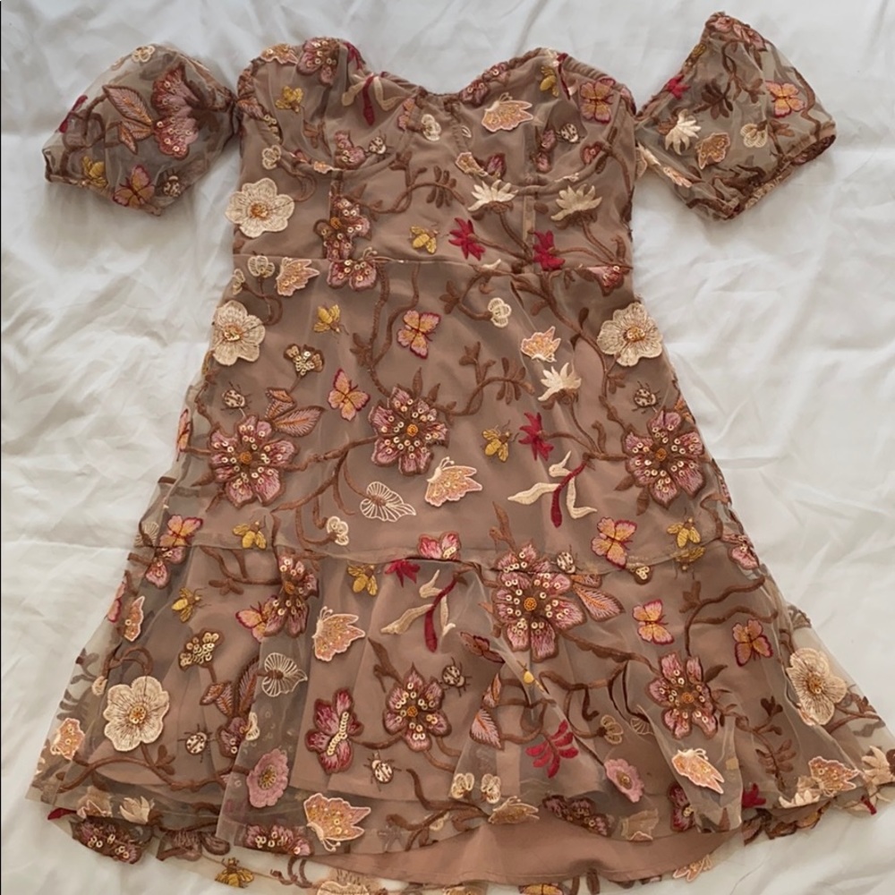 For Love and Lemons Botanical Off Shoulder Dress